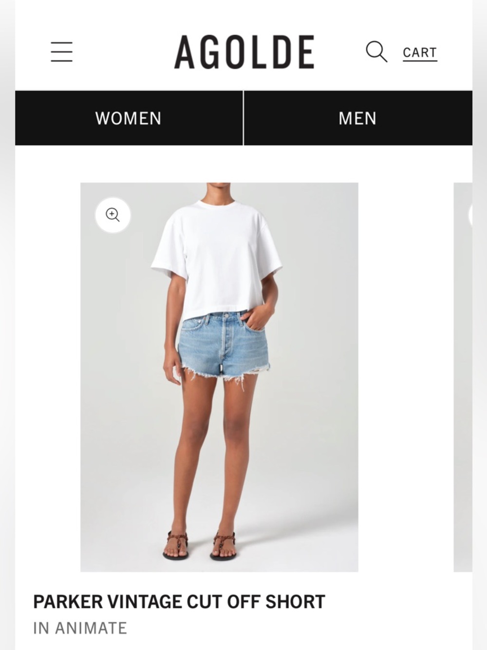 AGOLDE Parker Vintage Cut Off Jean Shorts - in Animate